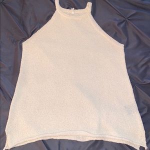 Cream cold shoulder sleeveless sweater tank top